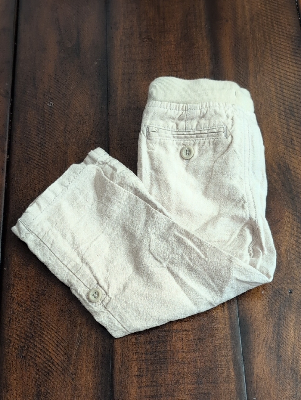 GAP Baby 2T Light Beige Cotton-Linen Chinos